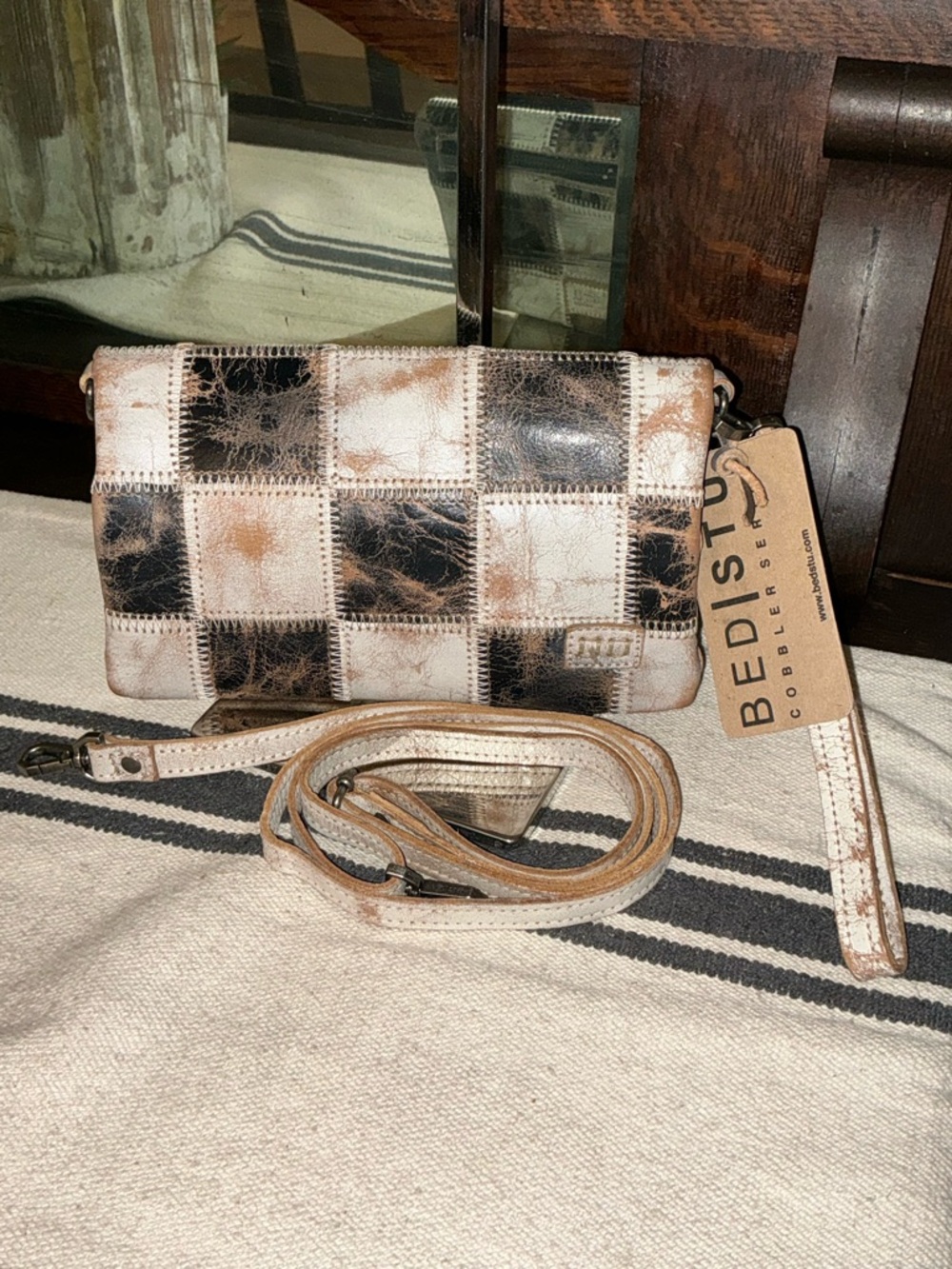 NWT Bed Stu Cadence PW Wallet Wristlet Crossbody Bag  Black Nectar Lux MSRP $198
